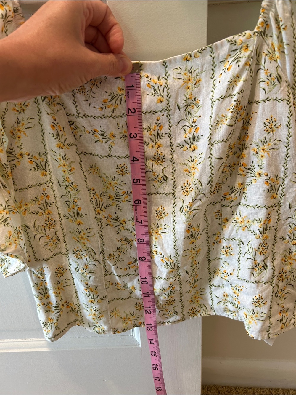 Joie Cream Floral Square-Neck Linen Top Size Medium - Picture 5 of 6